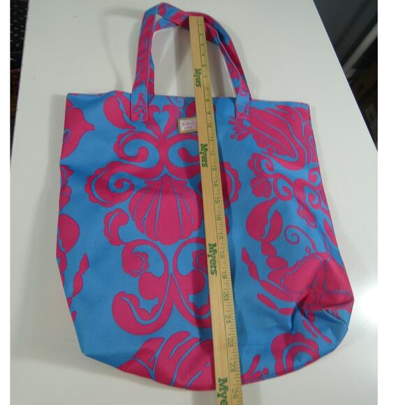 Lilly Pulitzer For Estee Lauder Beachy Pink Blue Handled Bag - Picture 2 of 4
